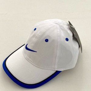 Nike Boy's  2505-W4W Cap Hat White Blue Swoosh